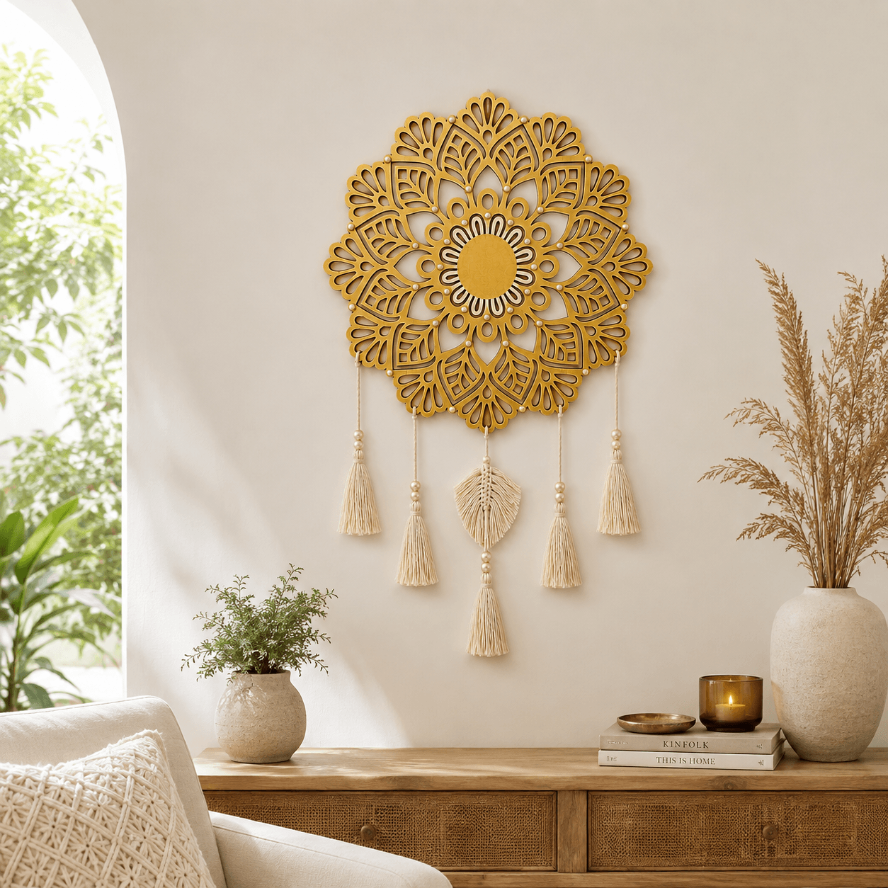 Atrapasueños Mándala Gold de REYA para decoración de pared