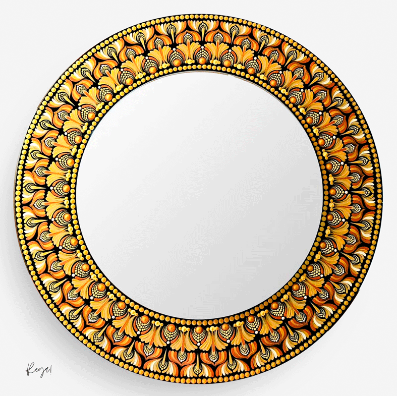 espejo decorativo de pared mandala dorado