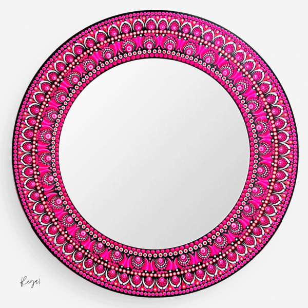 espejo decorativo de pared mandala fucsia 4