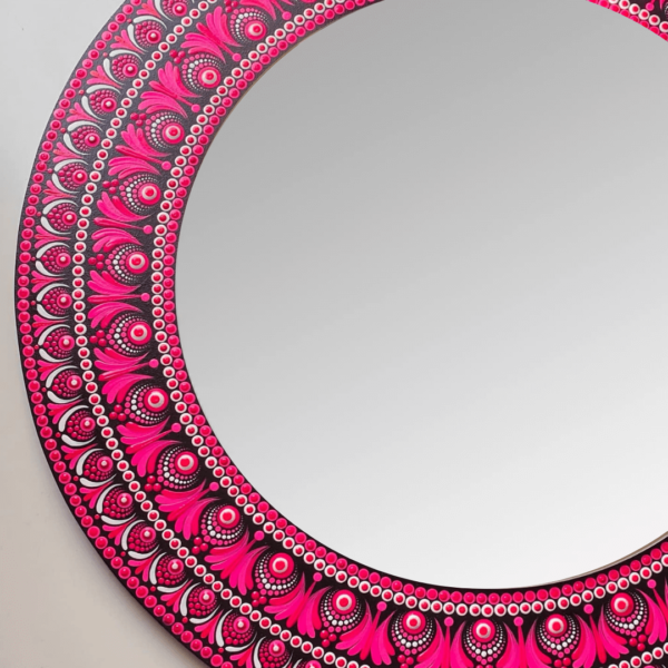 espejo decorativo de pared mandala fucsia 6