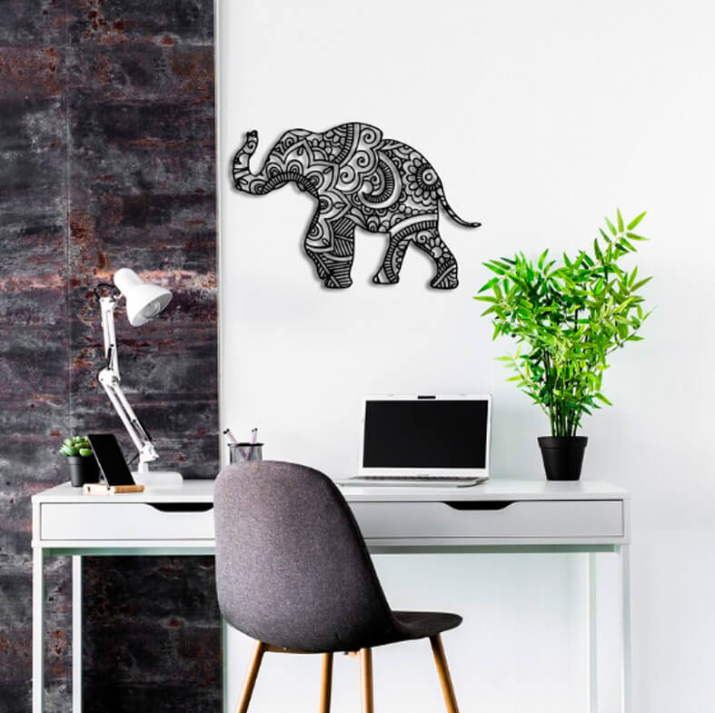 decoracion de pared mandala elefante silueta 1