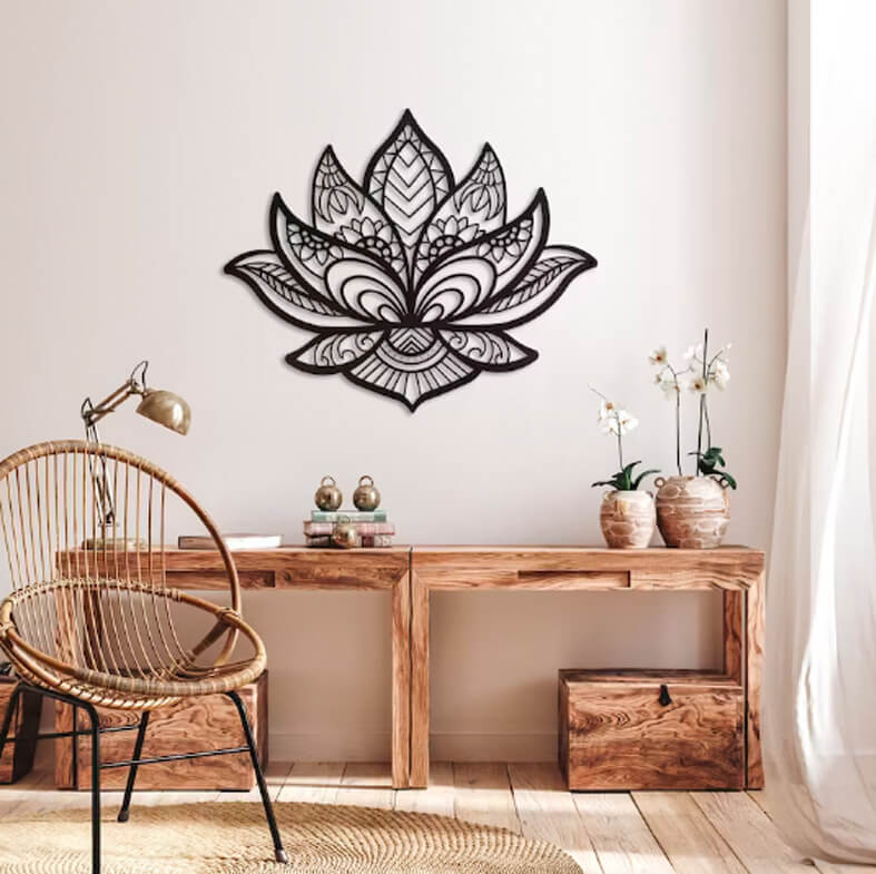 decoracion de pared mandala flor de loto tribal