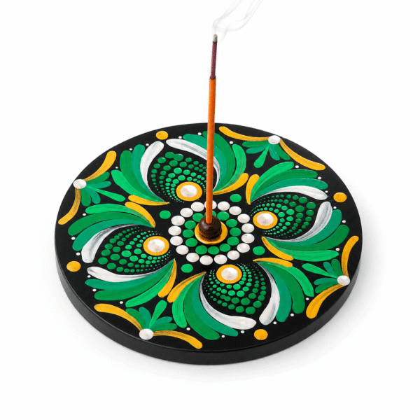 porta incienso mandala verde