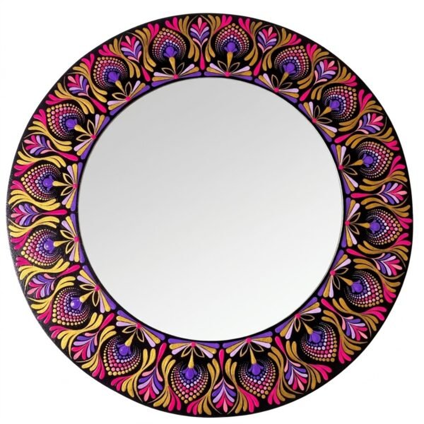 espejo decorativo de pared mandala morado y rosado 2