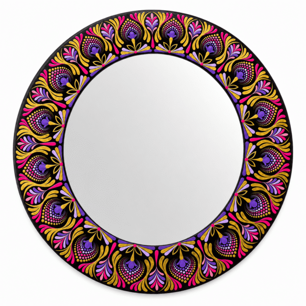 espejo decorativo de pared mandala morado y rosado 6