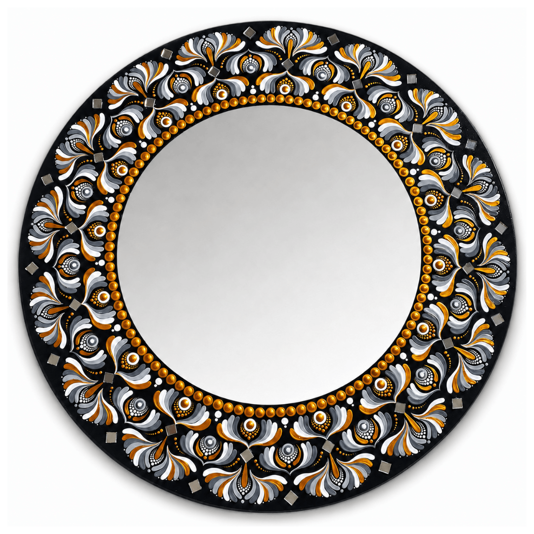 espejo-decorativo-de-pared-mandala-gris-&-dorado Espejo decorativo de pared Mándala Gris & Dorado - Imagen 1