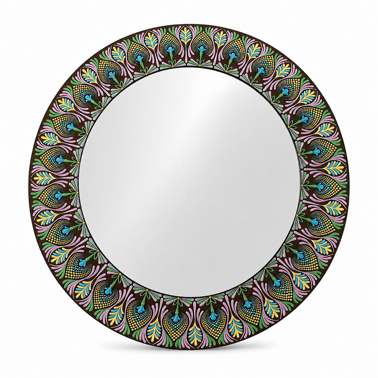espejo-decorativo-de-pared-mandala-marron-y-colores-1 Espejo decorativo de pared Mándala Marron y Colores - Imagen 1