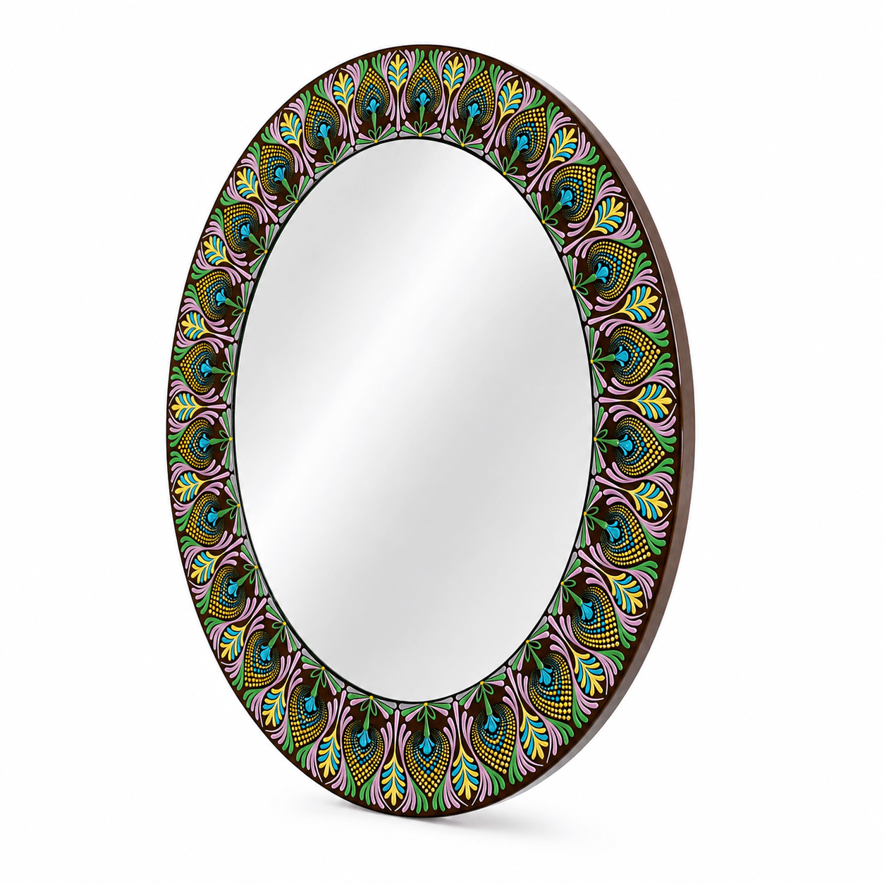 Espejo decorativo de pared Mándala Marron y Colores - Imagen 2