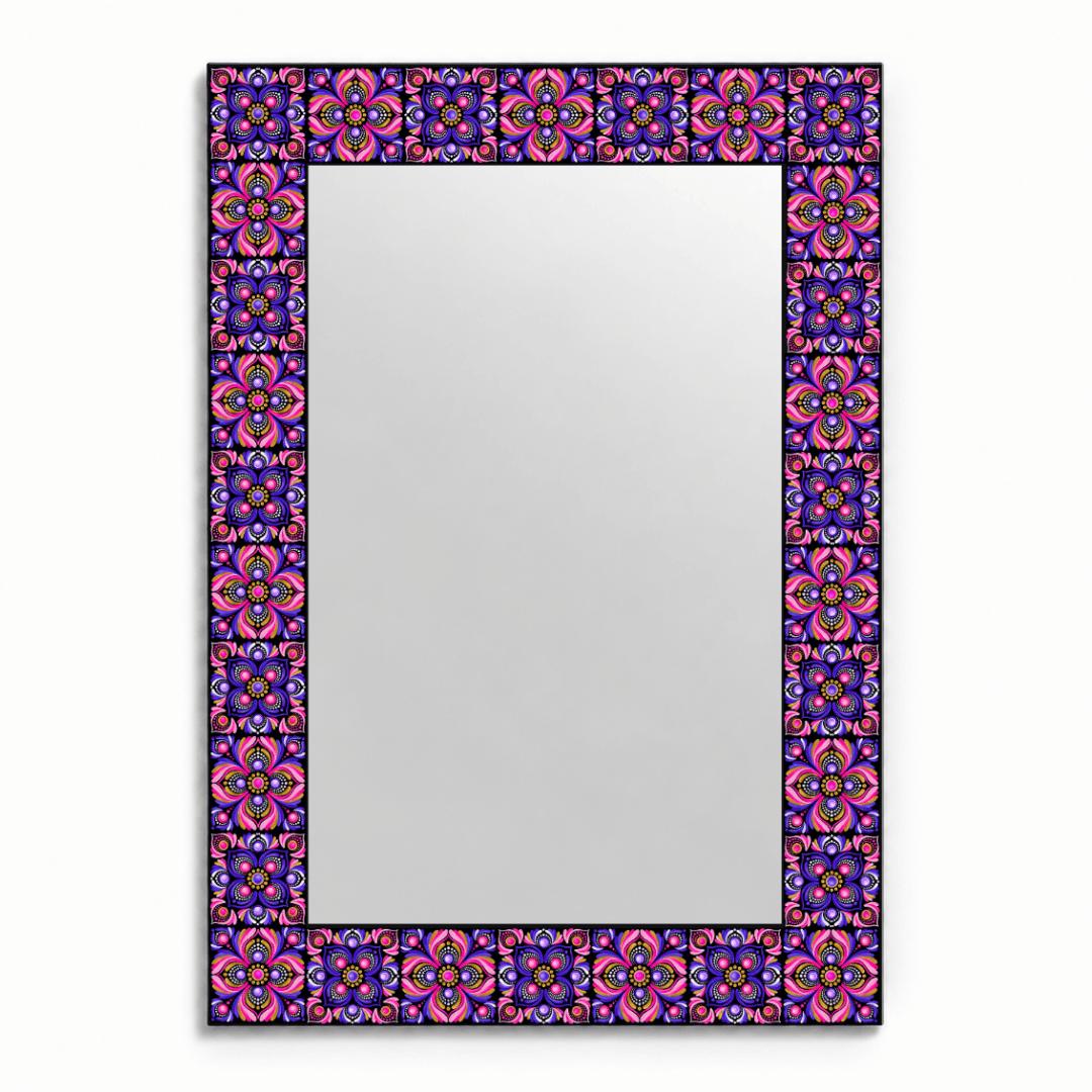 espejo-decorativo-de-pared-rectangular-mandala-rosa-y-lila Espejo decorativo de pared rectangular mándala Rosa y Lila - Imagen 1