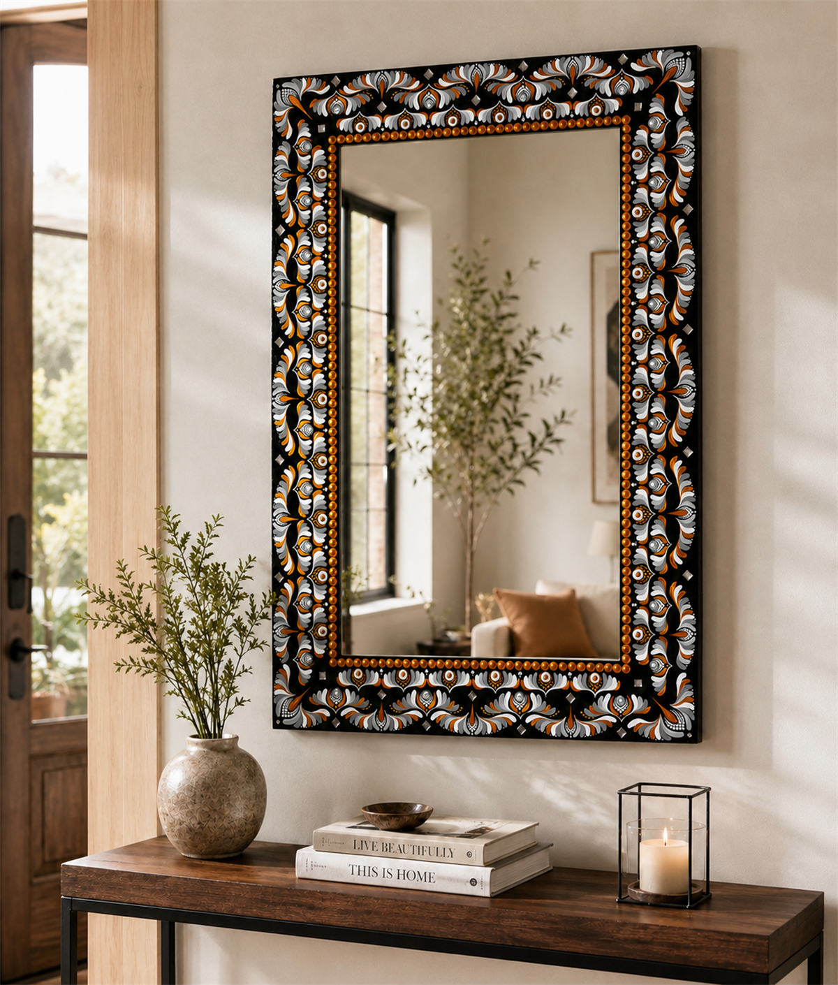 Espejo decorativo mandala artesanal de REYA para sala