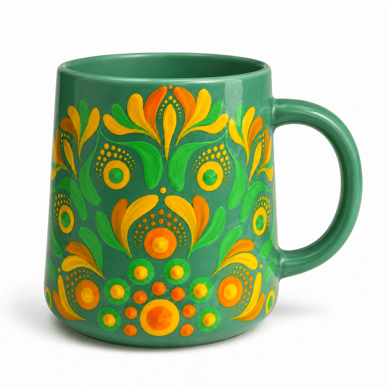 taza-de-cafe-mandala-verde-y-naranja Taza de cafe Mandala Verde y Naranja - Imagen 1